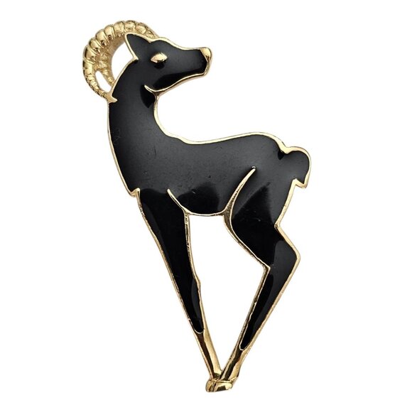 Trifari Vintage Black Enamel Gazelle Brooch, Signed - Picture 7 of 7